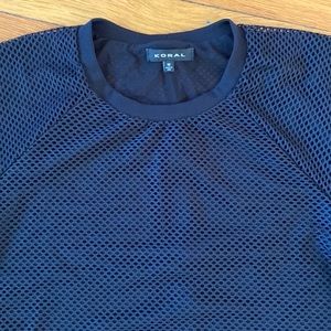 Koral Black Mess Sheer Long Sleeve Top M